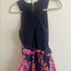 Floral Dress with Navy Top